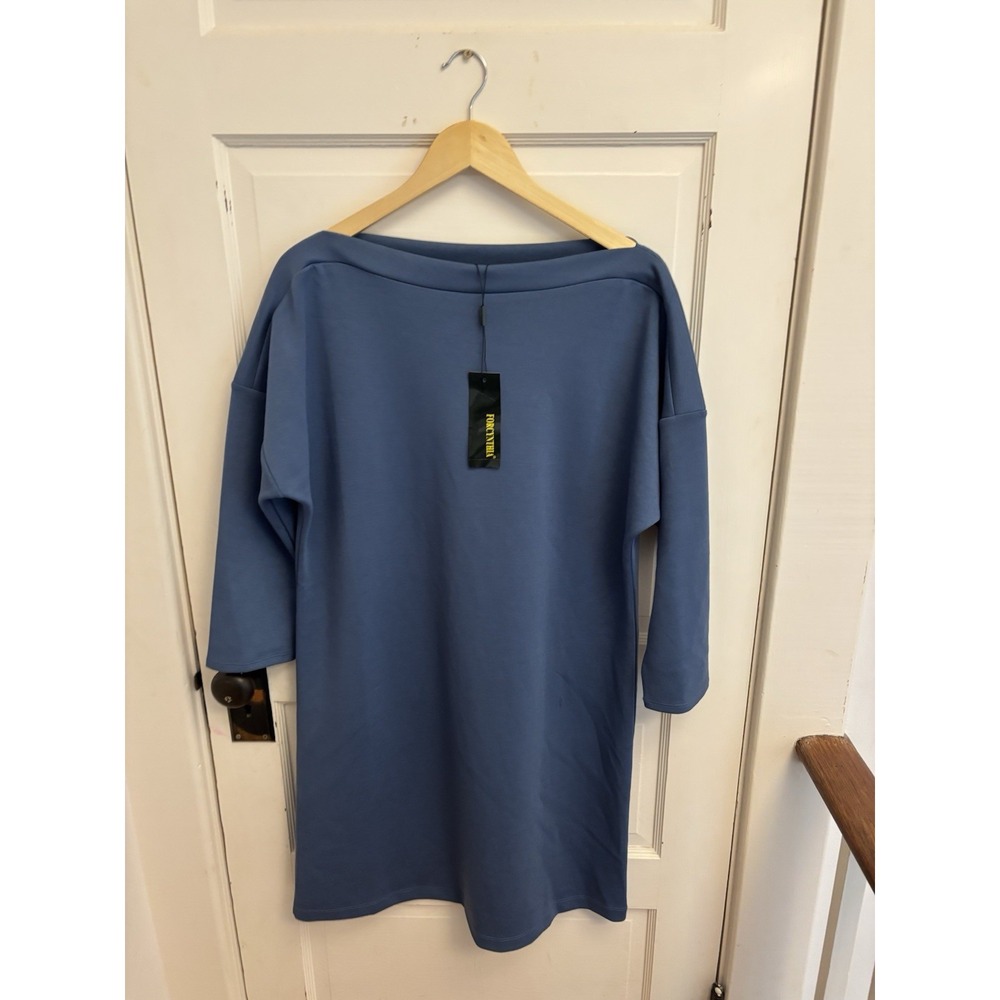 For Cynthia Women's Blue Boatneck Scuba Shift Dress Size Large New‎ $120